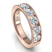 Demi-alliance 9 diamants naturels ronds 1.60 carat or rose Antonia